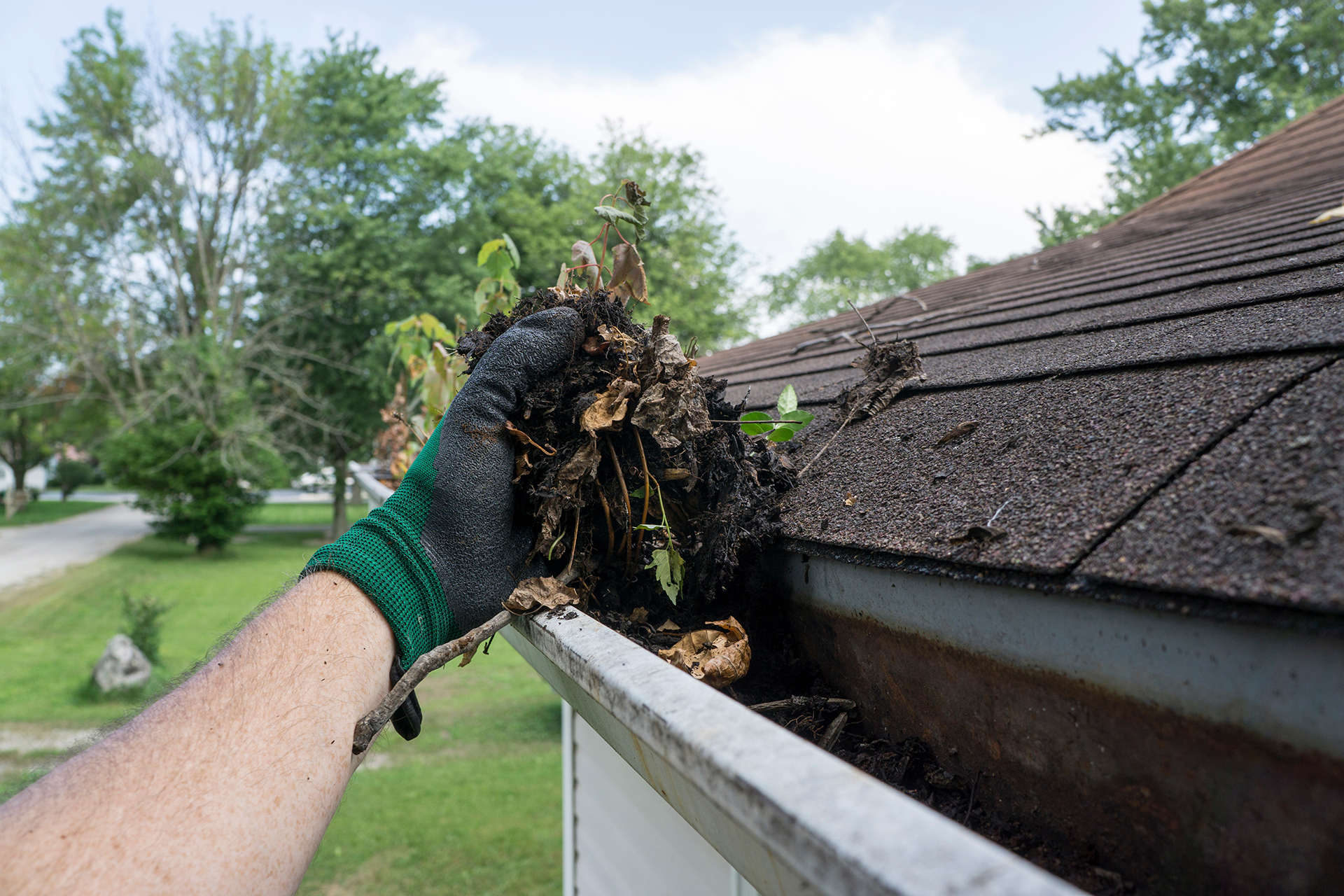 Gutter Cleaning in Progress Gutter Cleaning